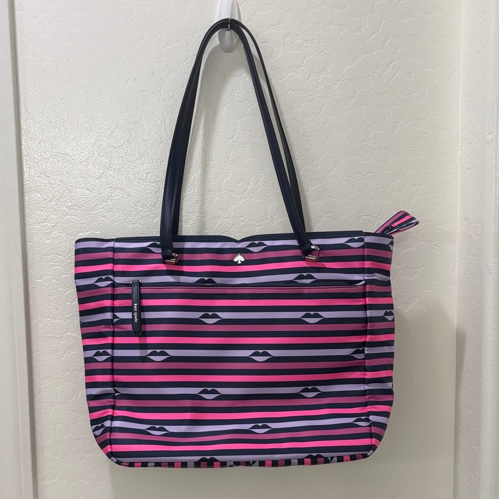 Striped Pink & Navy Tote Bag by